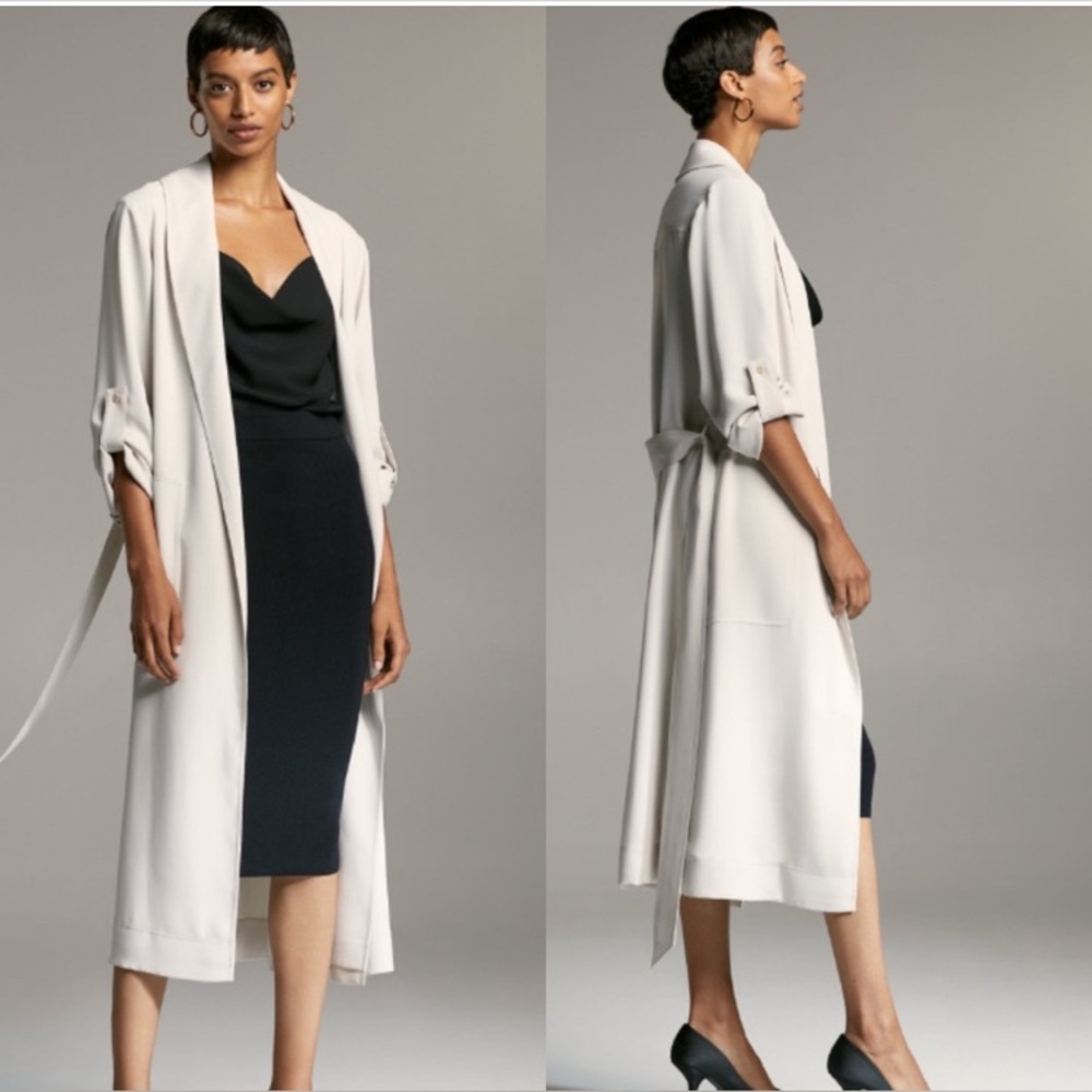 NEW Aritzia Babaton Kahlo Robe Duster Matte satin jacket with removable belt